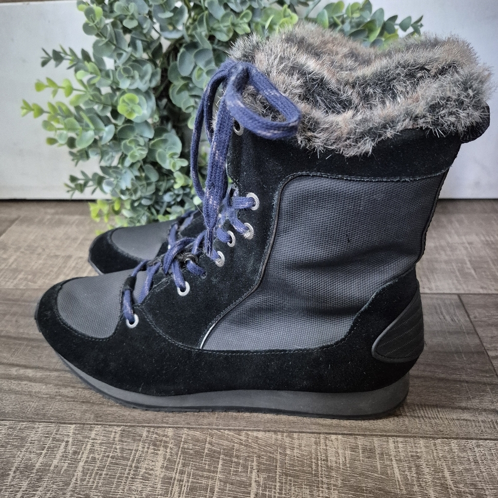 Aerosoles Timespan Black Combo Faux Fur Ankle Boots Womens Size 9
